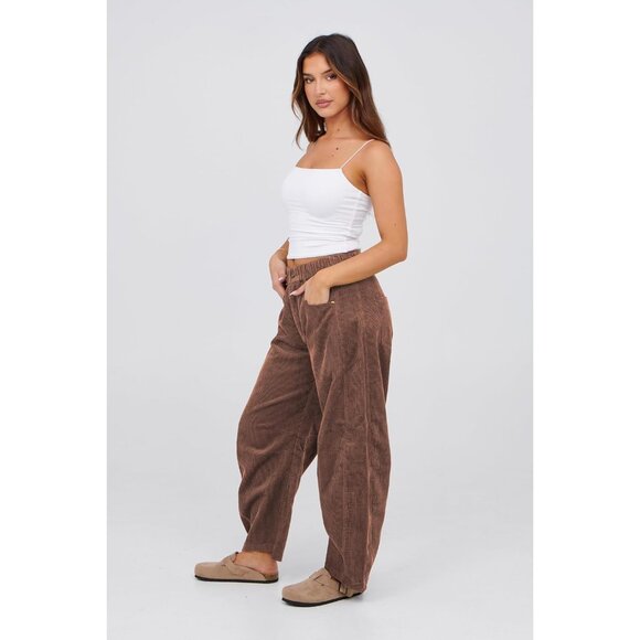 Womens Wide Leg Corduroy Pants Casual Ankle Cropped Vintage Style - Picture 6 of 7